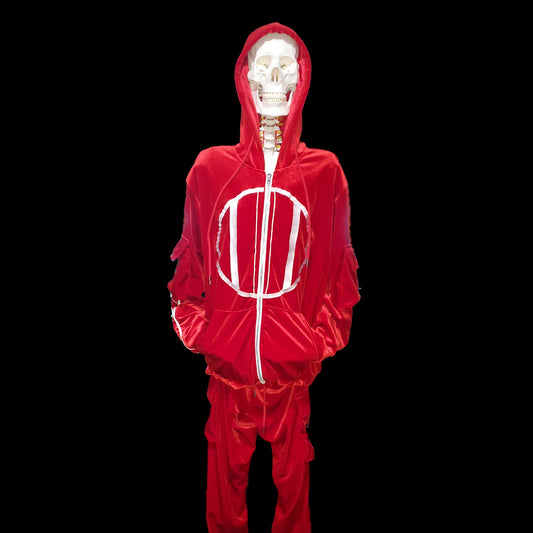 Red Velour Tracksuit (Mens) | Trench Wear